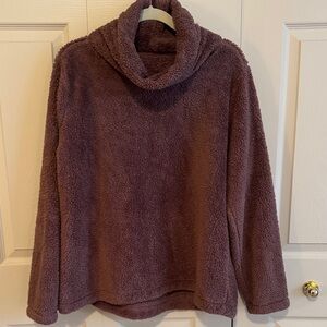 Zella Plush Cowl Neck Sweater in Deep Purple